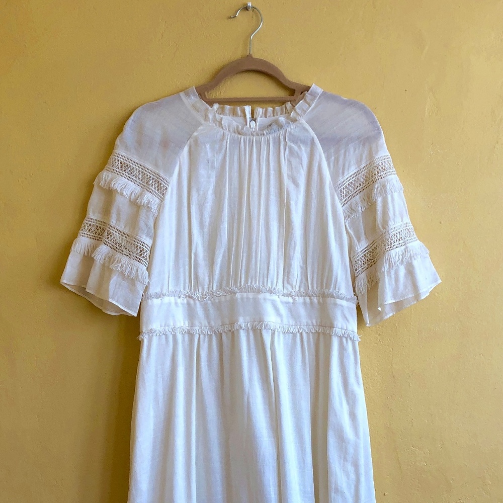 & Other Stories White Cotton Fringe Dress